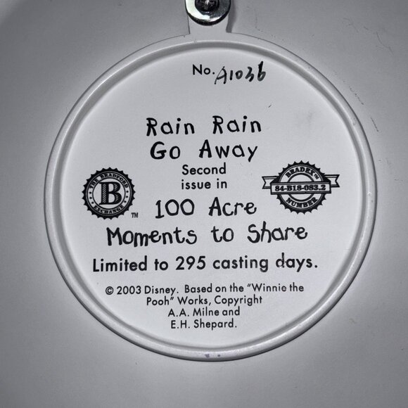 Disney Eeyore & Piglet Bradford Exchange 3D Wall Plaque Rain Rain Go Away - Picture 6 of 6
